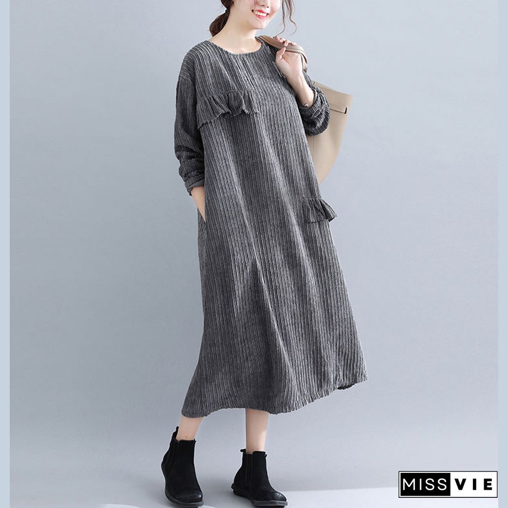 Women Kintted Dress Casual Loose Pullover Long Shirt