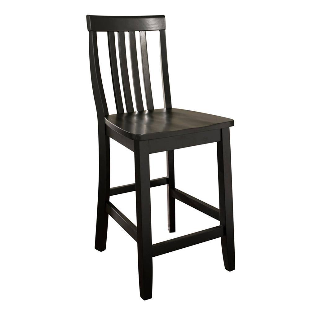 CROSLEY FURNITURE 24 in. Black School House Bar Stool (Set of 2) CF500324-BK