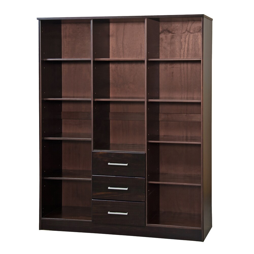 Palace Imports 100% Solid Wood Cosmo 3 Door Wardrobe Armoire with Solid Wood or Mirrored Doors