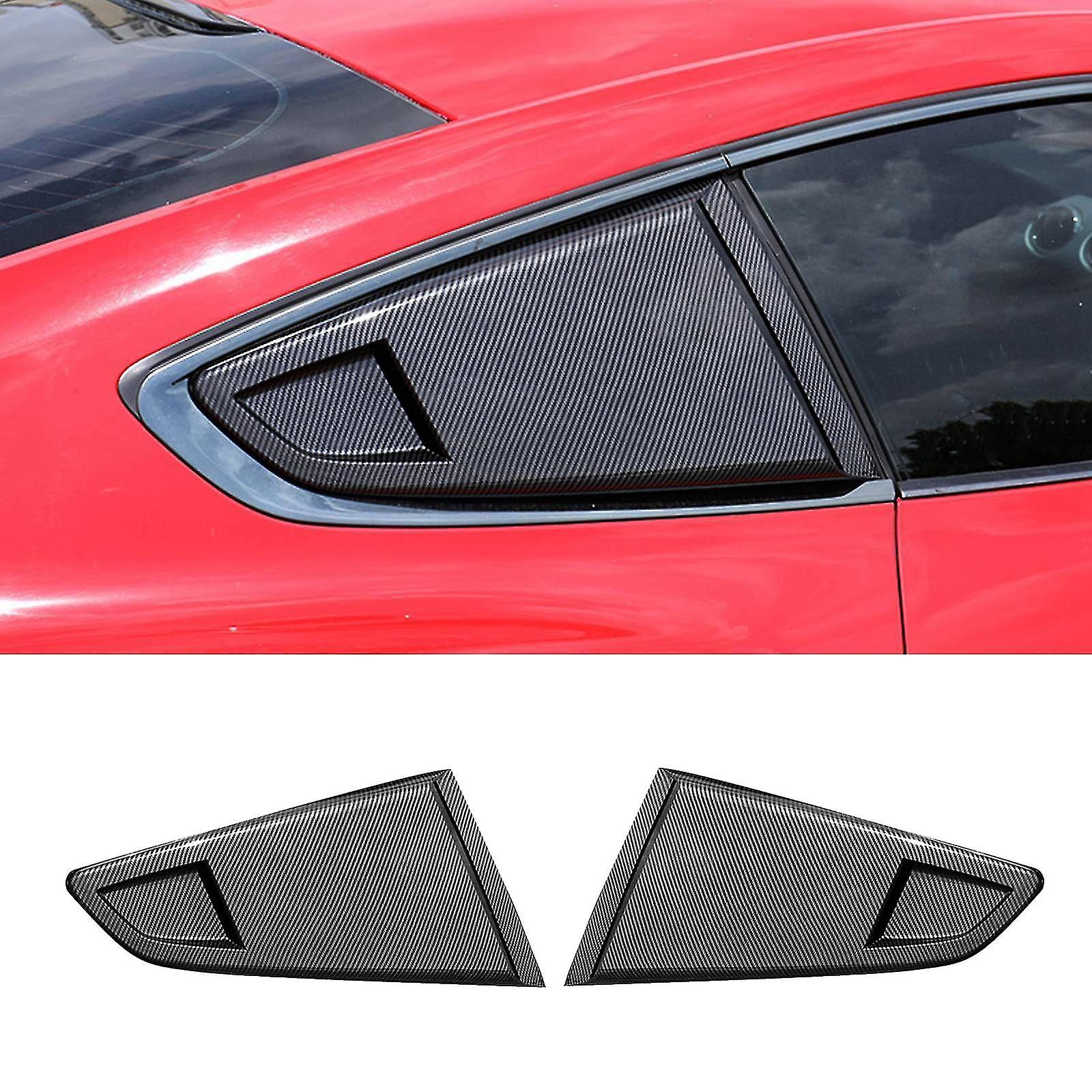 Carbon Fiber Look 1/4 Rear Side Vent Quarter Window Louver Shutter Cover Trim For 2015-2022