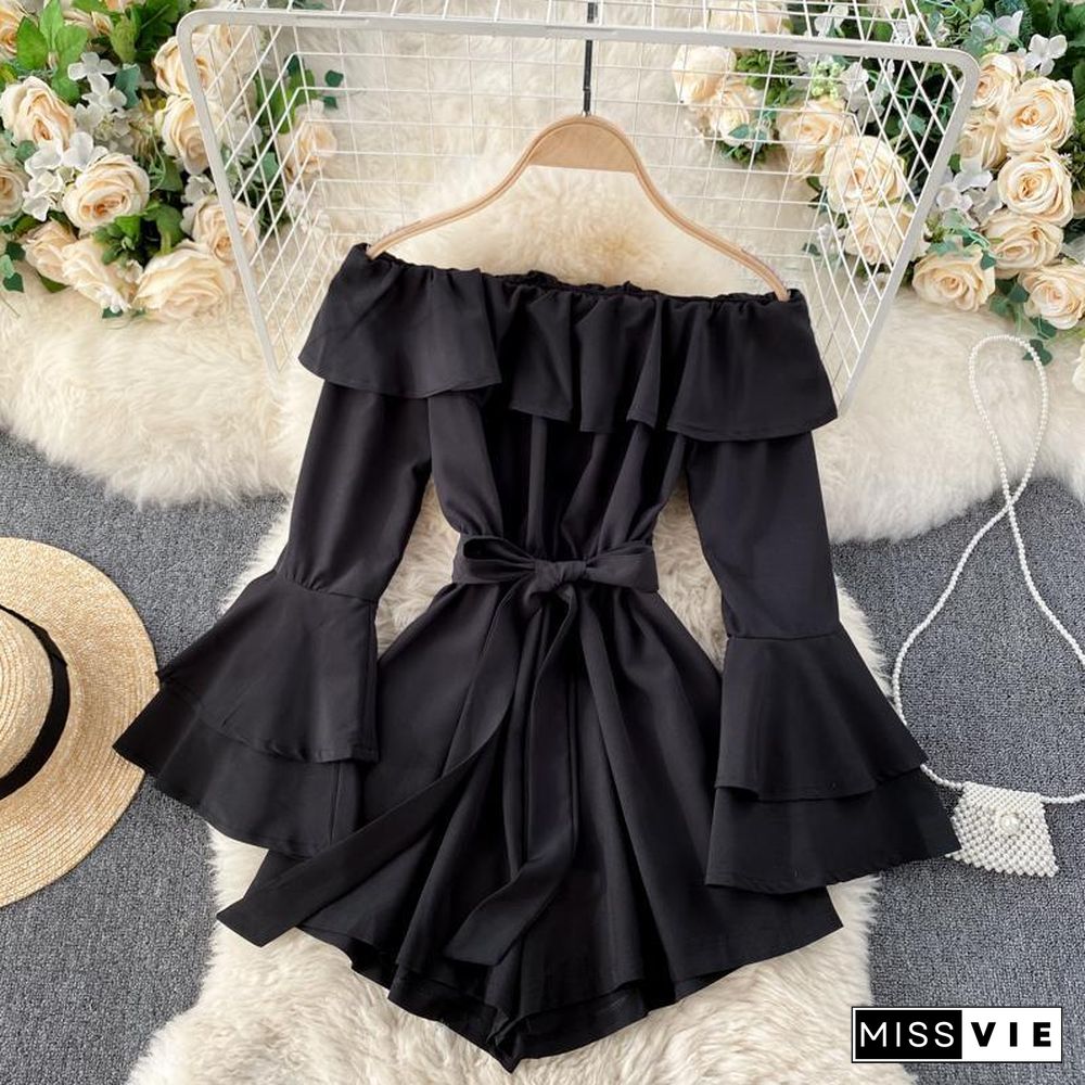 Sexy Off Shoulder Loose Rompers P14655