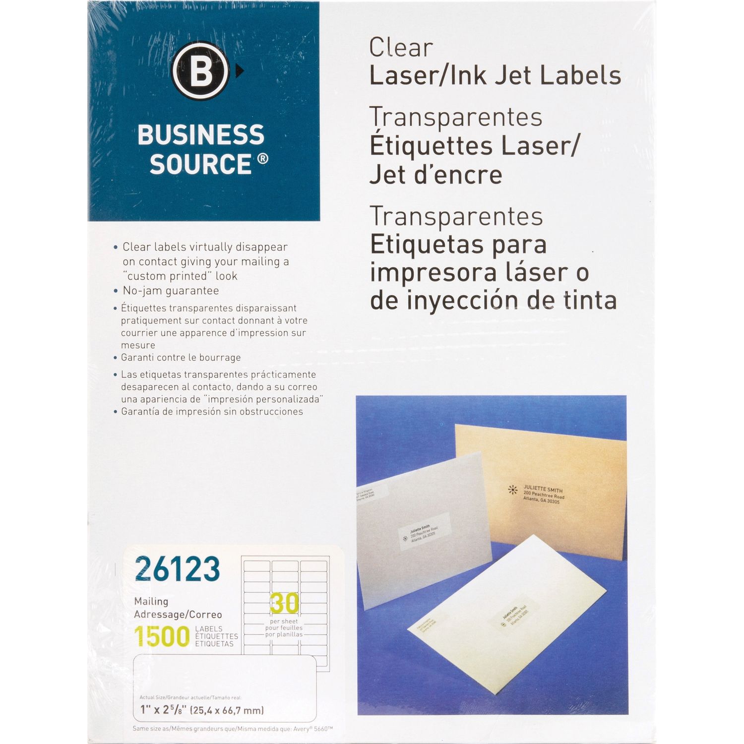 Clear Laser Print Mailing Labels by Business Source BSN26123