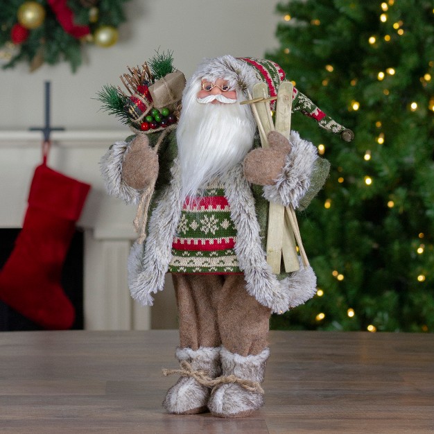 Northlight 18 quot standing Santa Christmas Figure Carrying Skis And Presents