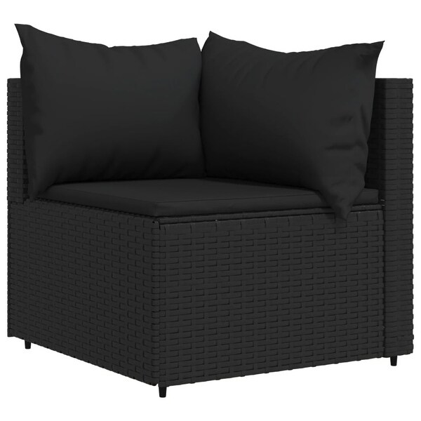 vidaXL Patio Lounge Set with Cushions Brown/Black/Gray Poly Rattan