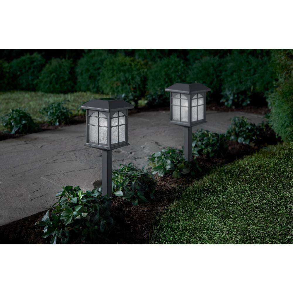 Hampton Bay TREMONT Solar Gray LED Path Light 15 Lumens Vintage Bulb with Glass Lens (2-Pack) C6100-03