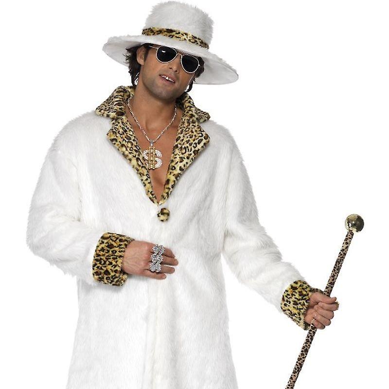 Pimp costume white and leopard skin adult gold 38135m