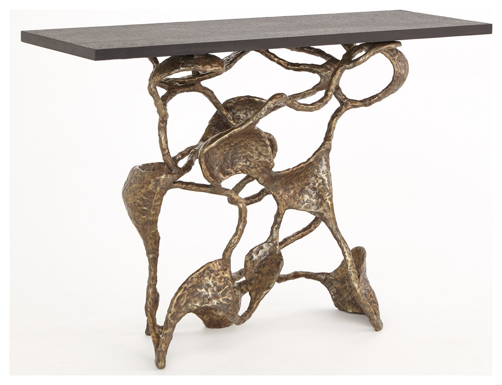 Modern Abstract Sculptural Vines Console Table Bronze Black Marble Organic Shape   Contemporary   Console Tables   by My Swanky Home  Houzz