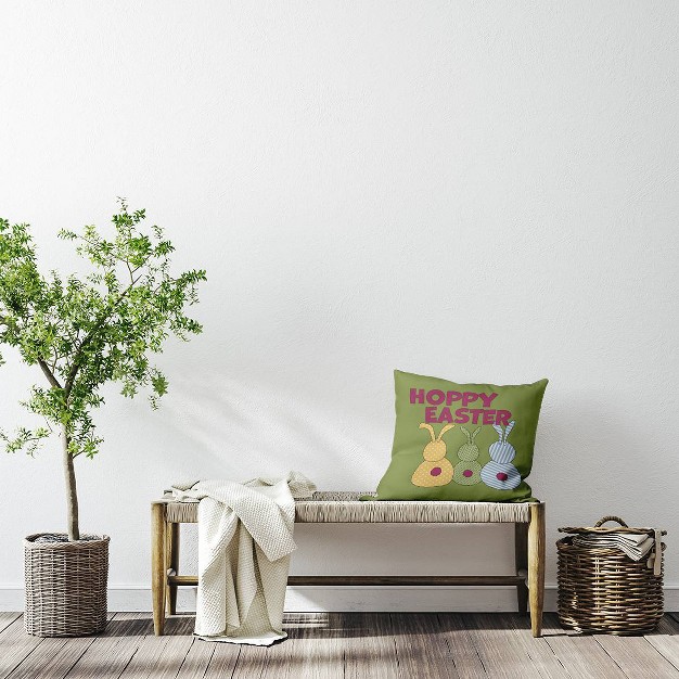 Hoppy Easter Square Throw Pillow Green Apple E By Design