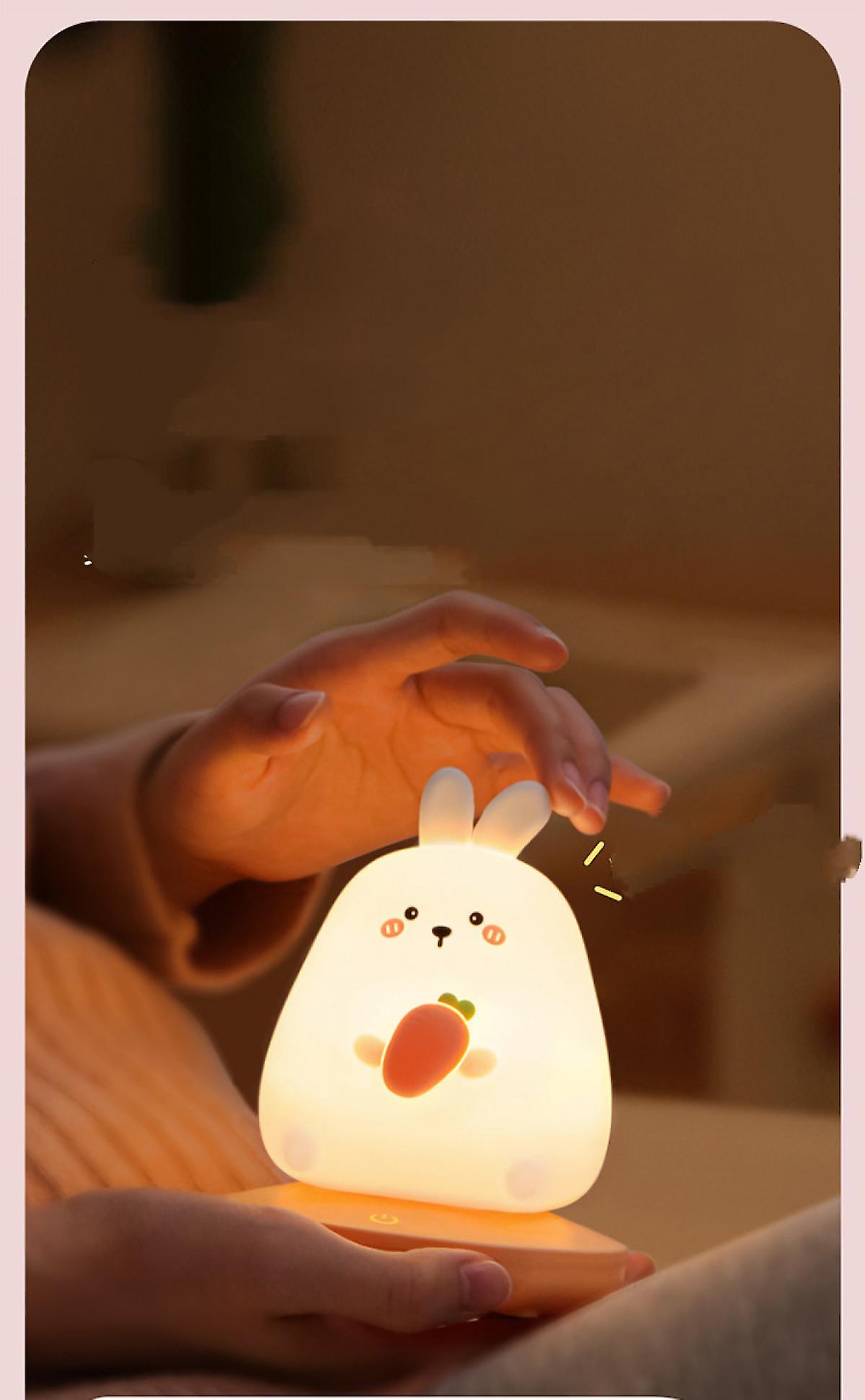 Led Children Night Light， Cute Rabbit Night Light Soft Silicone Night Light With Touch Sensor，usb Rechargeable Bedside Lamp For Room Decor