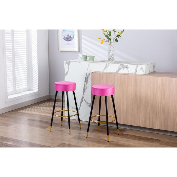 30.11 in. Set of 2 Metal Frame Bar Stool with Velvet Seat