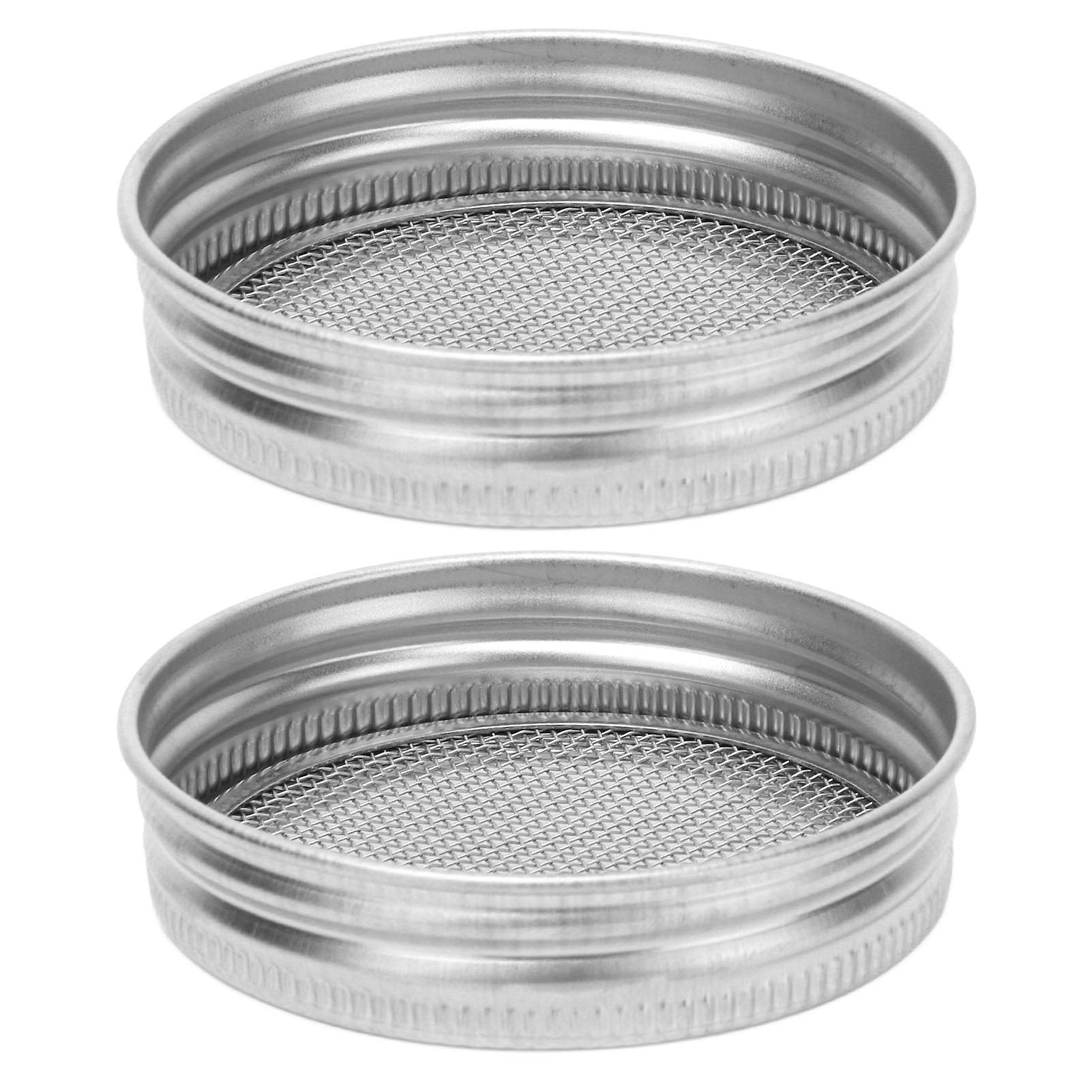 2pcs Seed Sprouting Jar Filter Lids Stainless Steel Germination Accessory For Regular Mouth Jars86mm / 3.4in