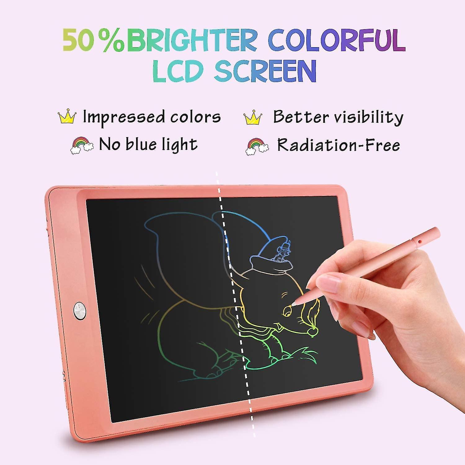 Children's Learning Toy 3-7 Years Old Girl Color Lcd Writing Board Graffiti Board 10 Inch Erasable Drawing Board Writing Board (pink)