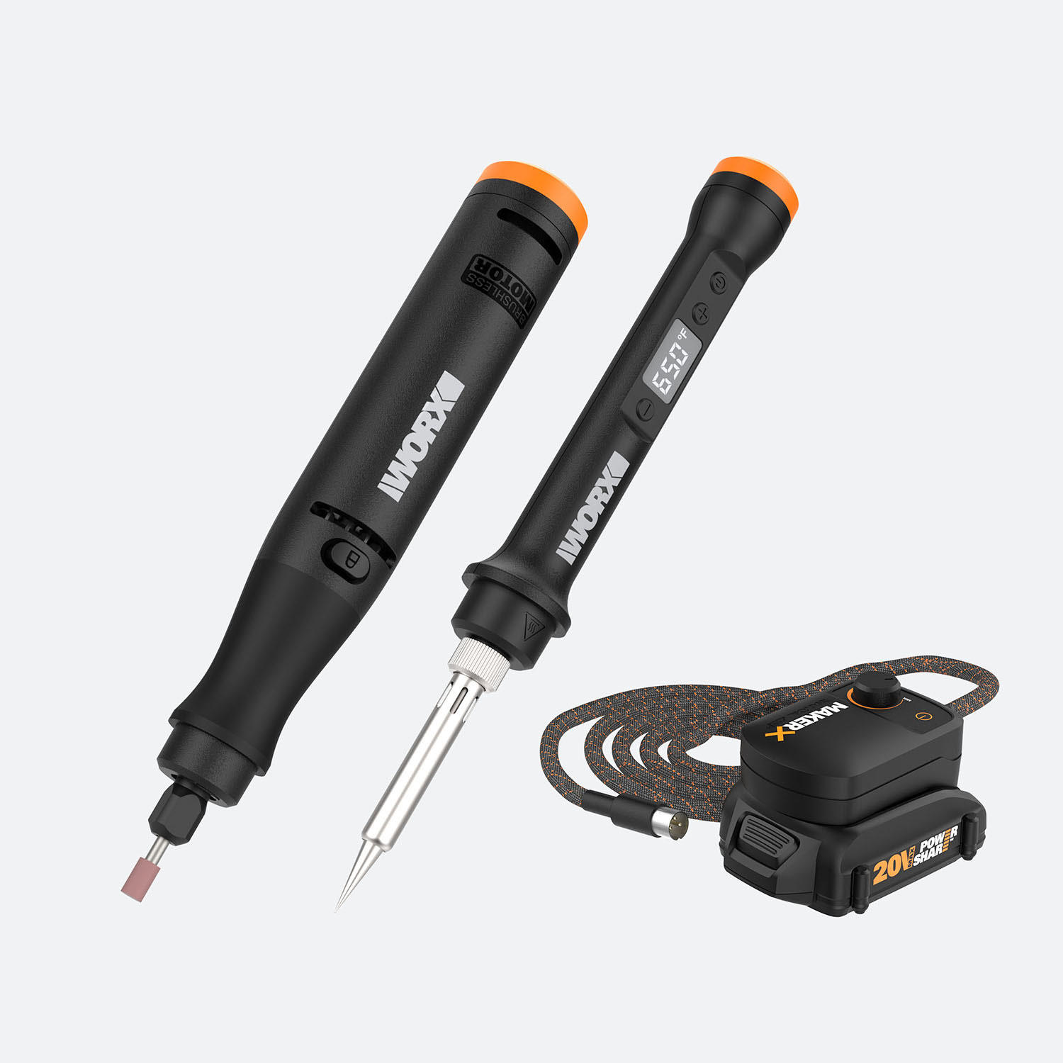 Worx 20V MAKERX Combo Kit—Rotary Tool + Wood and Metal Crafter - 54 Accessories