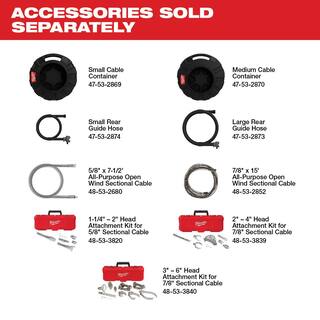 MW M18 FUEL Cordless Drain Cleaning Sewer Sectional Machine Kit with 78 in. Cable with Attachments 2818A-21