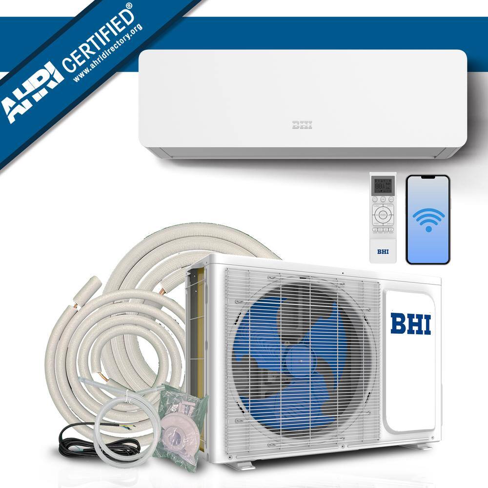 BHI 18000 BTU 230-Volt 18 SEER21 000-Sq-Ft Ductless Mini Split Air Conditioner with Heat Pump Wi-Fi 25ft lineset BHI-CH-18K230V-US-D