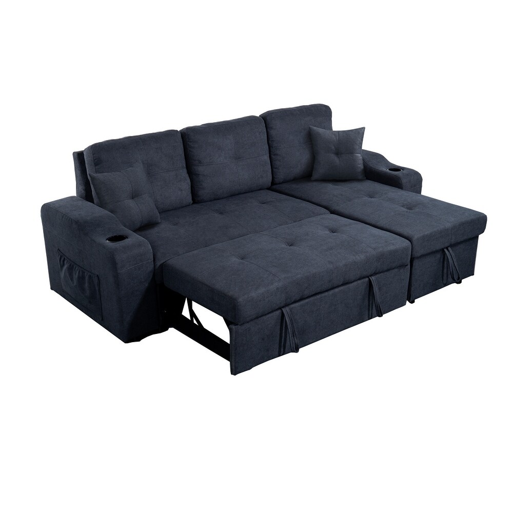 Right facing Sectional Sofa with Footrest  Convertible Corner Sofa with Armrest Storage