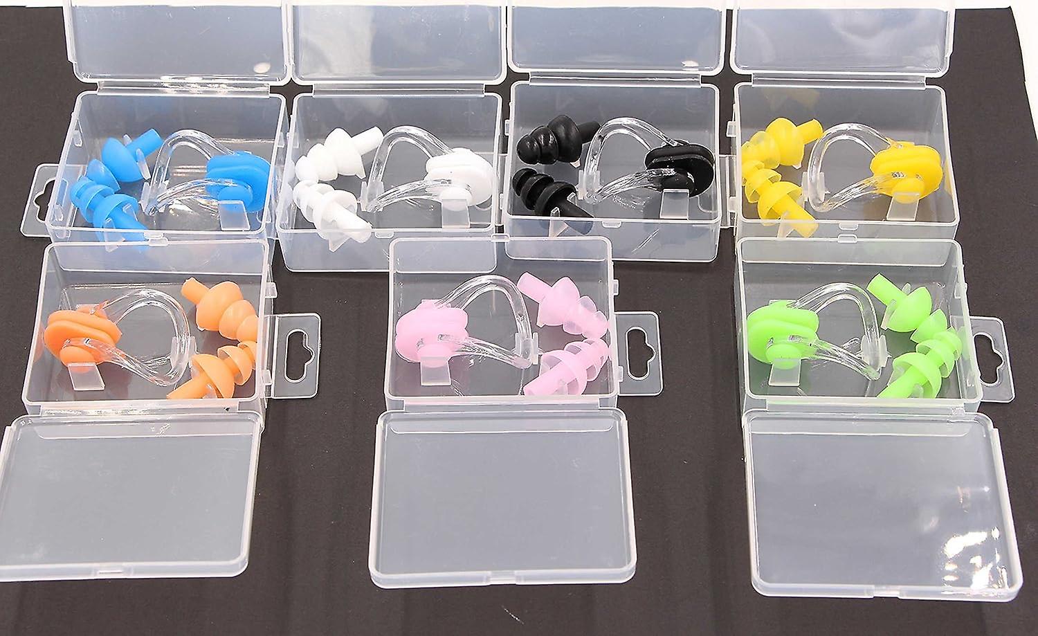 Silicone Swimming Earplugs For Kids - 7 Swimming Ear Plugs And Nose Clip Sets， Waterproof Silica Gel Ear and Nose Protector Block Water Soft and Comfortab