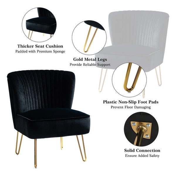 Barto Modern Velvet Tufted Side Chair with Golden Legs by HULALA HOME