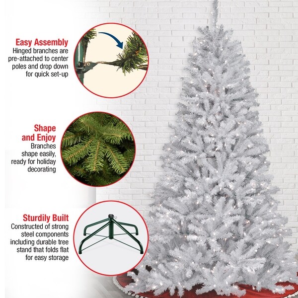 National Tree Company 7.5 ft. North Valley White Spruce Tree with Clear Lights