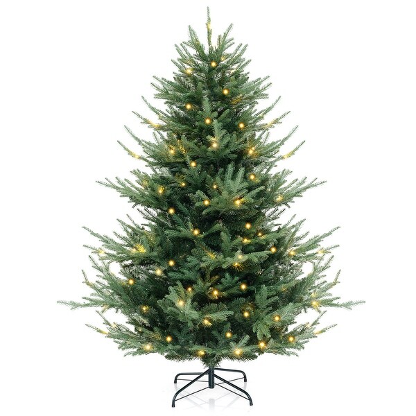 PreLit Artificial Hinged Xmas Tree with PVC and PE Branch Tips for Holiday Decor