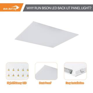 RUN BISON 2 ft. x 2ft. Dimmable White CCT and Wattage Selectable Integrated LED Back-Lit Flat Panel Light HT-US-SDPLS-22277-8403-1351