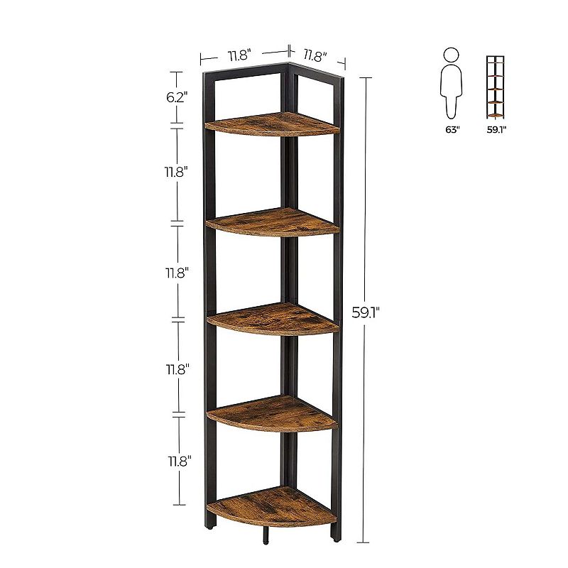 BreeBe 5 Tier Corner Bookshelf