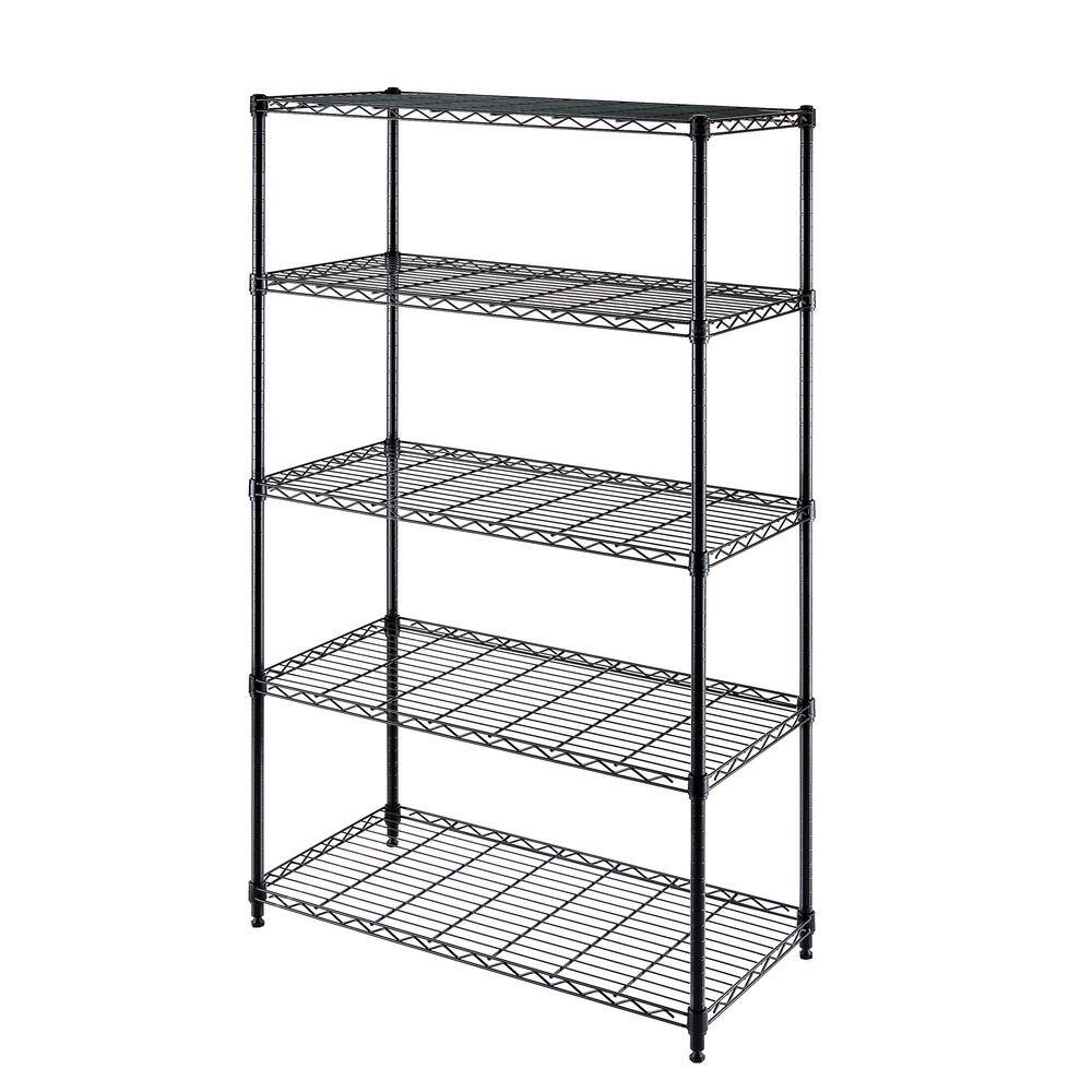 Seville Classics Black 5-Tier Steel Wire Garage Storage Shelving Unit (30 in. W x 60 in. H x 14 in. D) WEB675