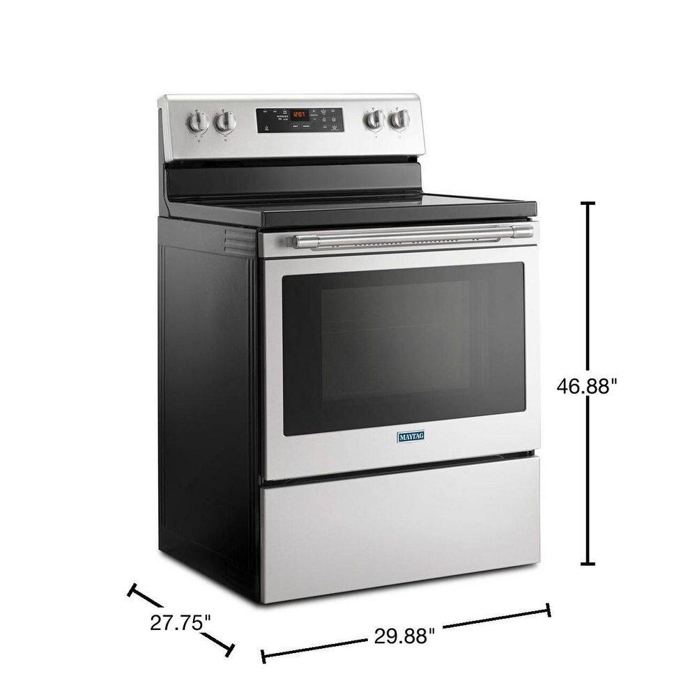 Maytag 5.3 cu. ft. Electric Range with Shatter-Resistant Cooktop in Fingerprint Resistant Stainless Steel MER6600FZ