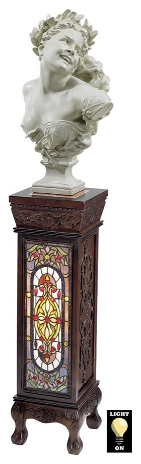 Design Toscano Baldwin Stained Glass Pedestal   Victorian   Plant Stands And Telephone Tables   by Kolibri Decor  Houzz