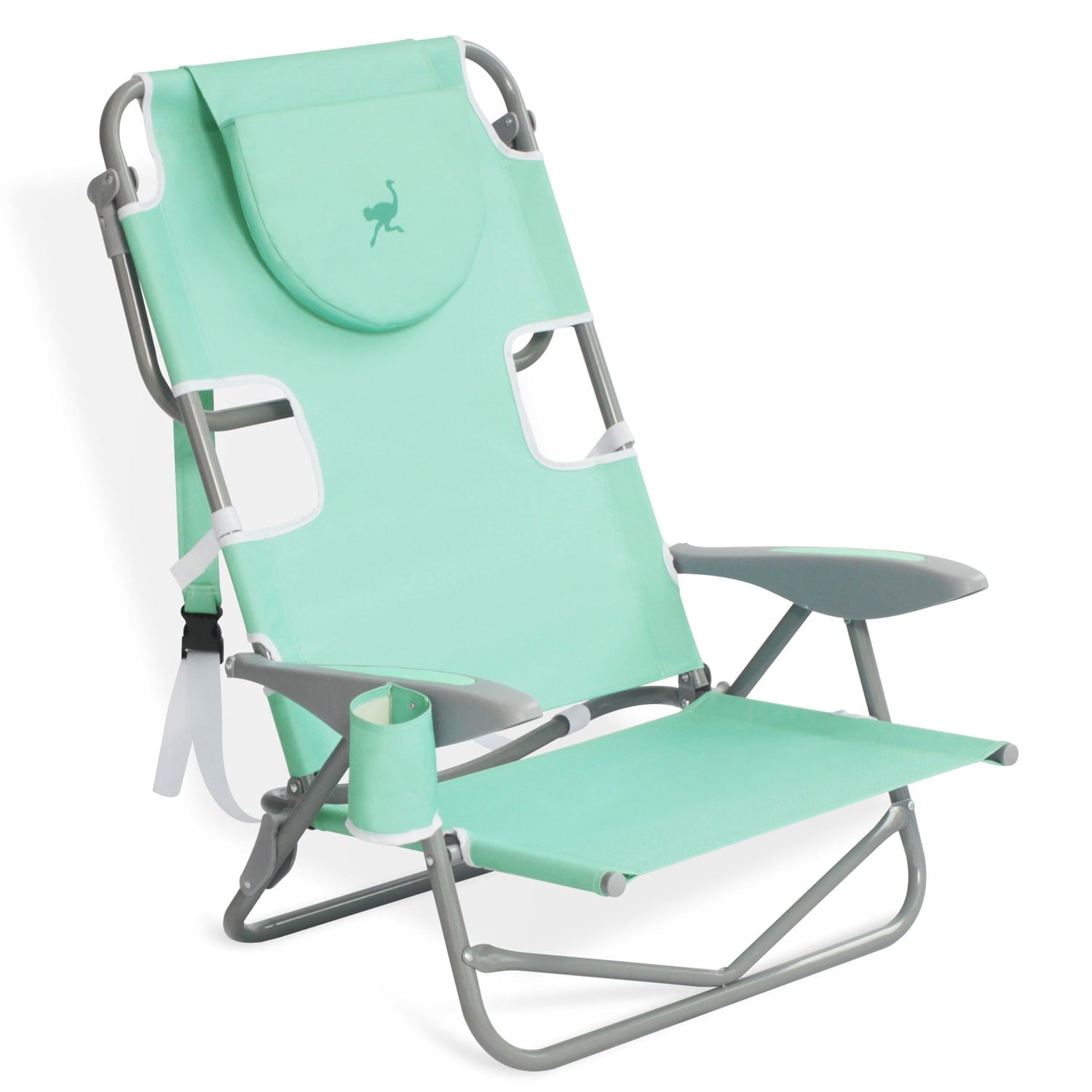 Ostrich On Your Back Folding Reclining Outdoor Beach Camping Lawn Chair， Teal