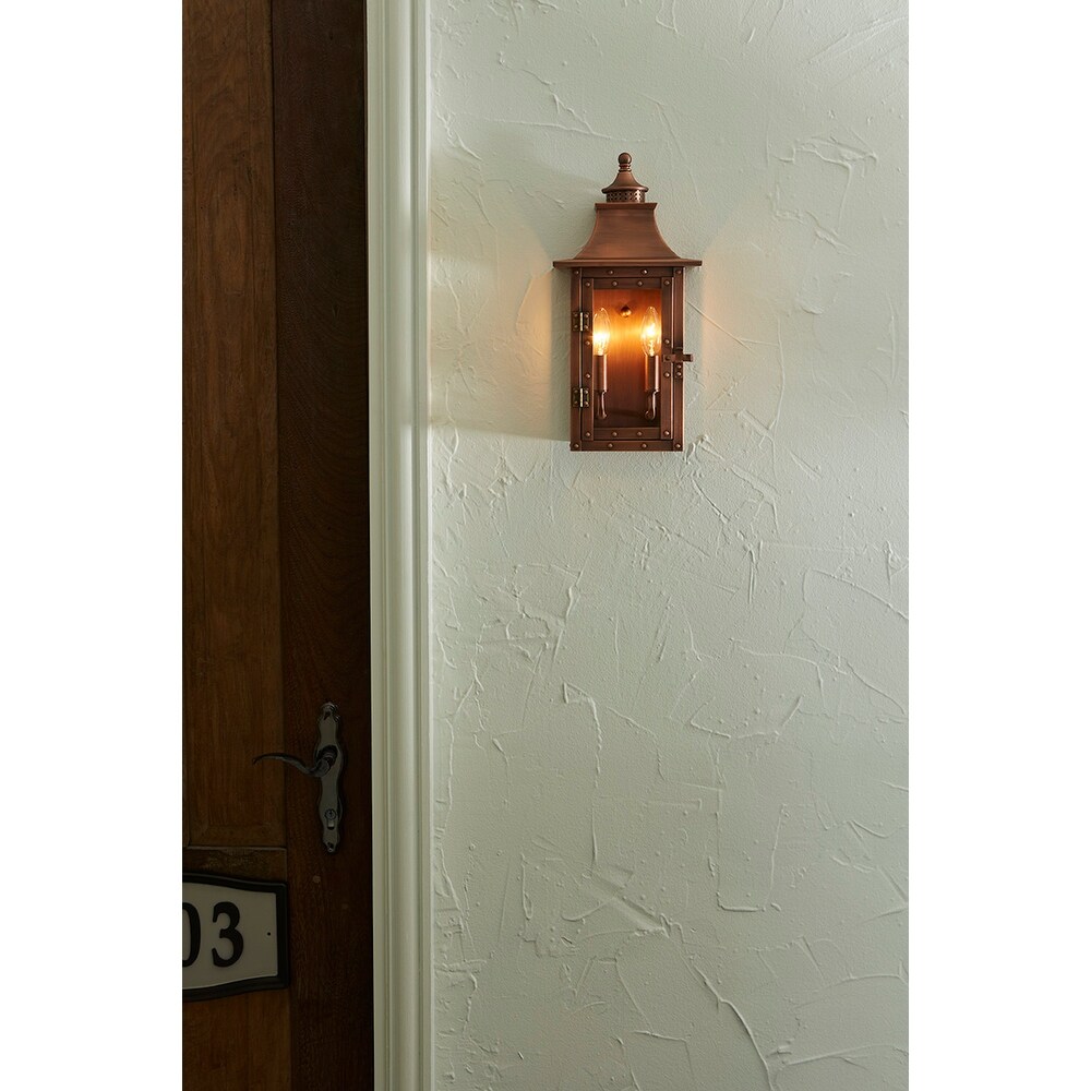 St. Charles 2 light Copper Patina Outdoor Wall Mount