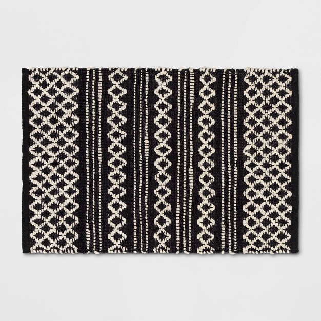 2 x27 x3 x27 Handloom Mixed Fibre Rug Black white