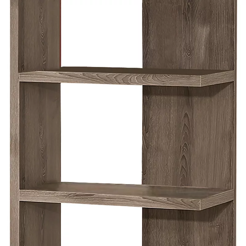 Spacious Semi Backless Wooden Bookcase， Gray