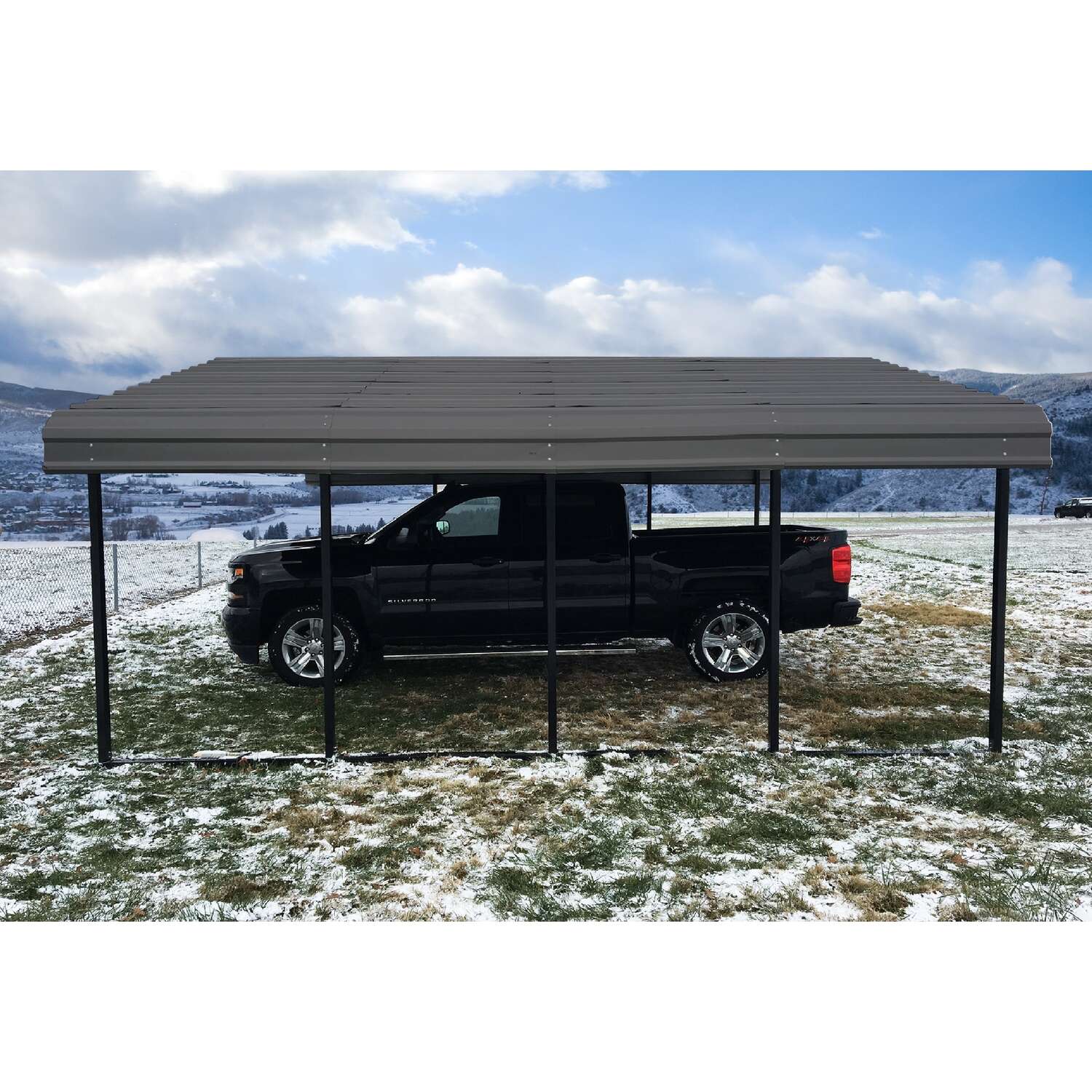 Arrow 20 ft. x 20 ft. Metal Horizontal Peak Carport without Floor Kit