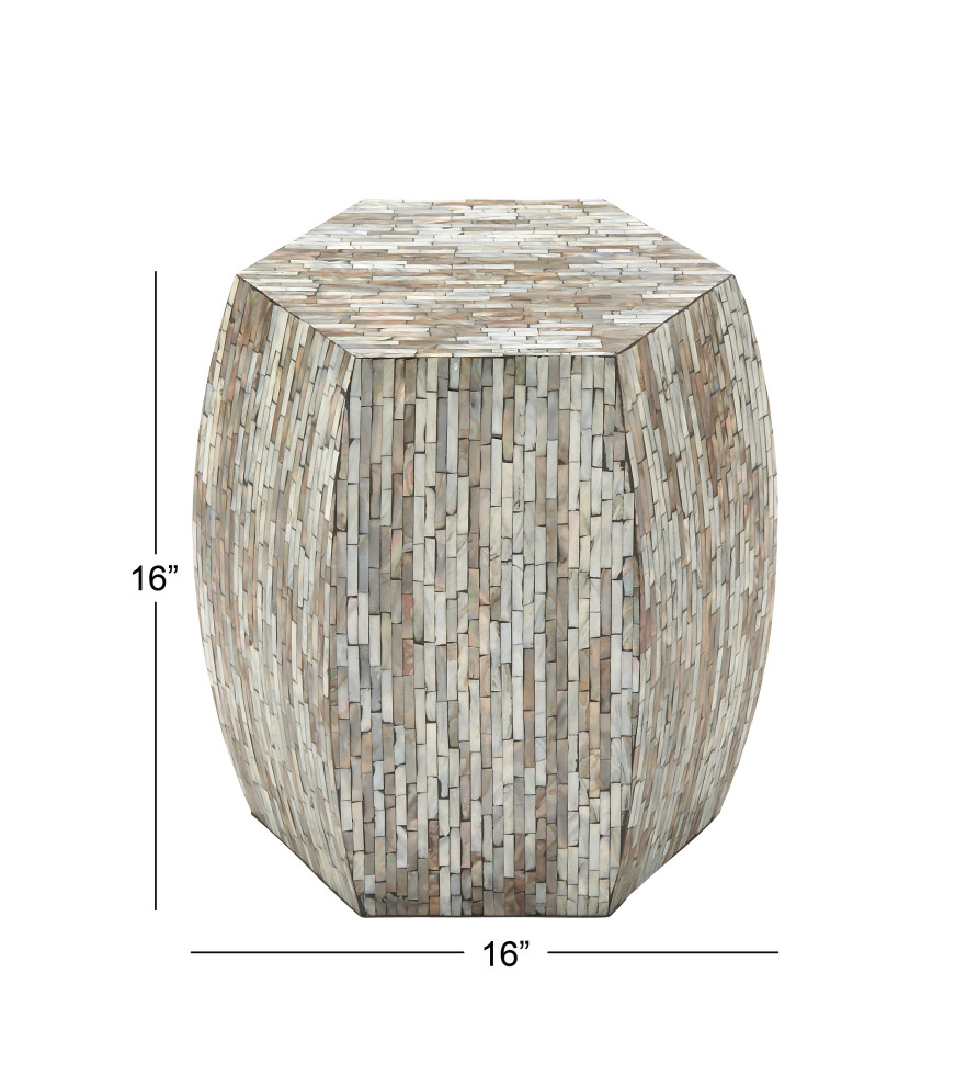 Contemporary Multi Colored Mother Of Pearl Accent Table 49096   Beach Style   Side Tables And End Tables   by Global Discount Store LLC  Houzz