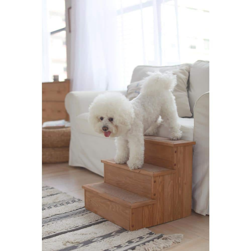 zoovilla Canadian Hemlock Wooden Pet Stairs with Storage PTR0082212010