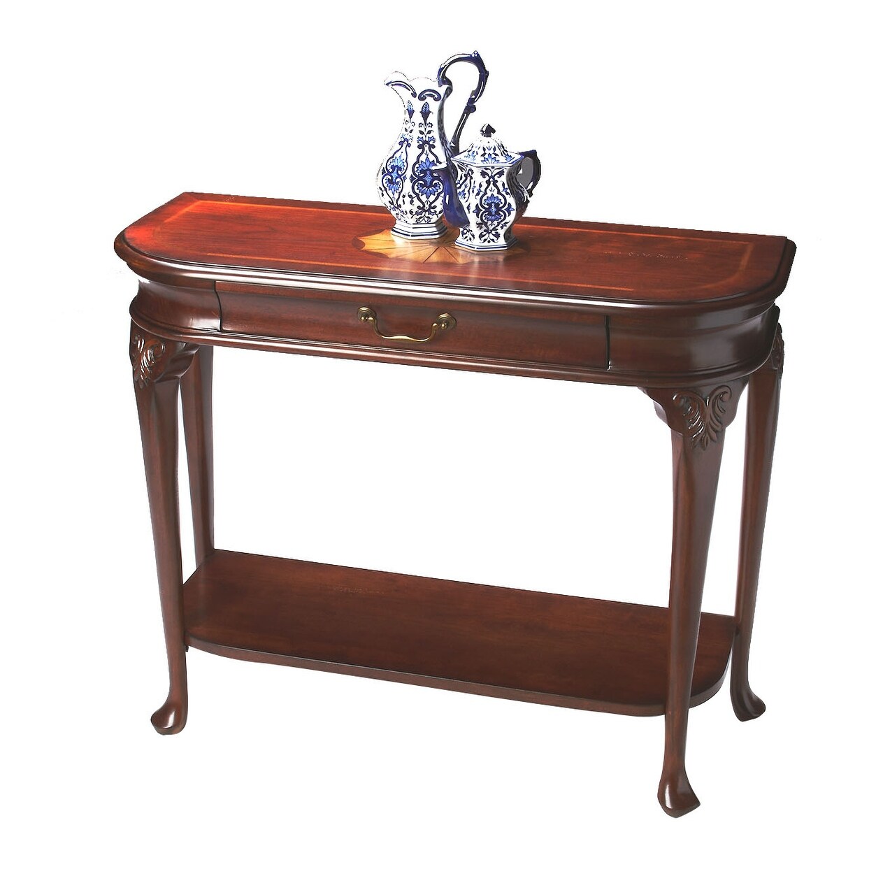 Traditional Wooden Ridgeland Rectangular Console Table- Cherry Finish - 36