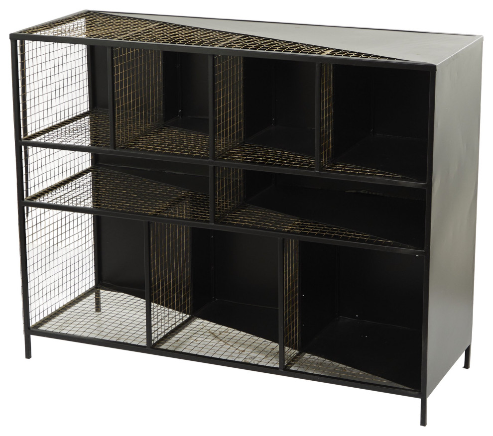 Industrial Console Table  Multiple Open Compartments With Metal Mesh Dividers   Industrial   Console Tables   by Decor Love  Houzz