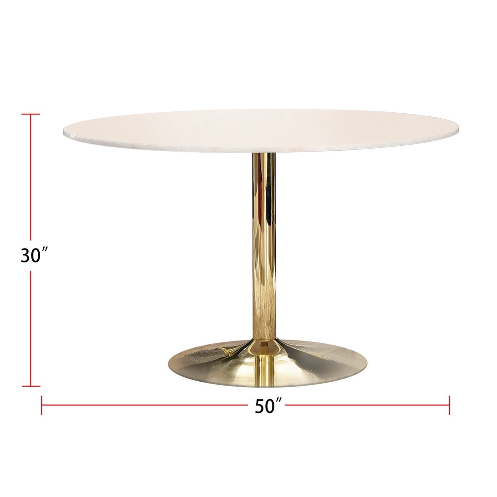 Round Dining Table in White And Gold