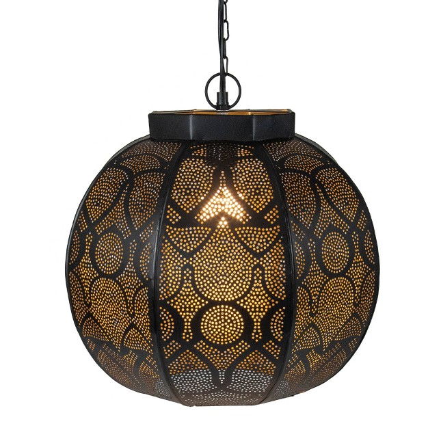 Black And Gold Moroccan Style Hanging Lantern Ceiling Light Fixture