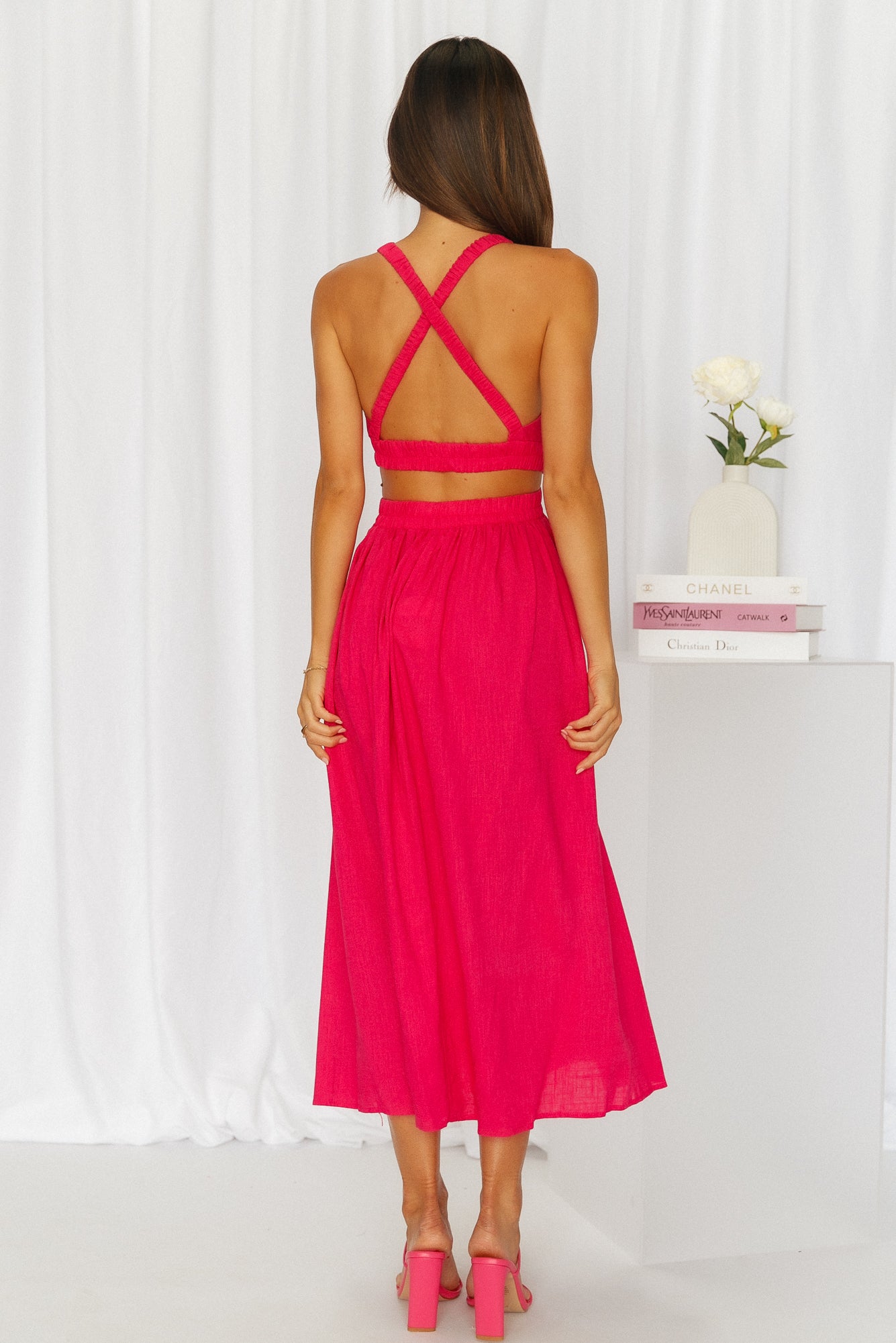 Bayside Beauty Midi Dress Hot Pink