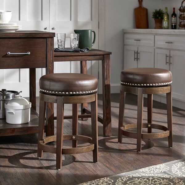 Westby Vinyl Backless Swivel Stools (Set of 2) by iNSPIRE Q Classic