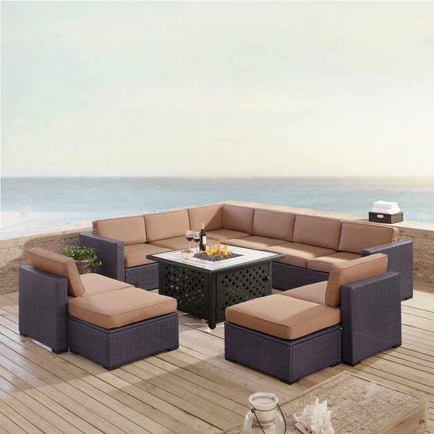 8pc Biscayne Outdoor Steel Conversation Set With Fire Table Crosley