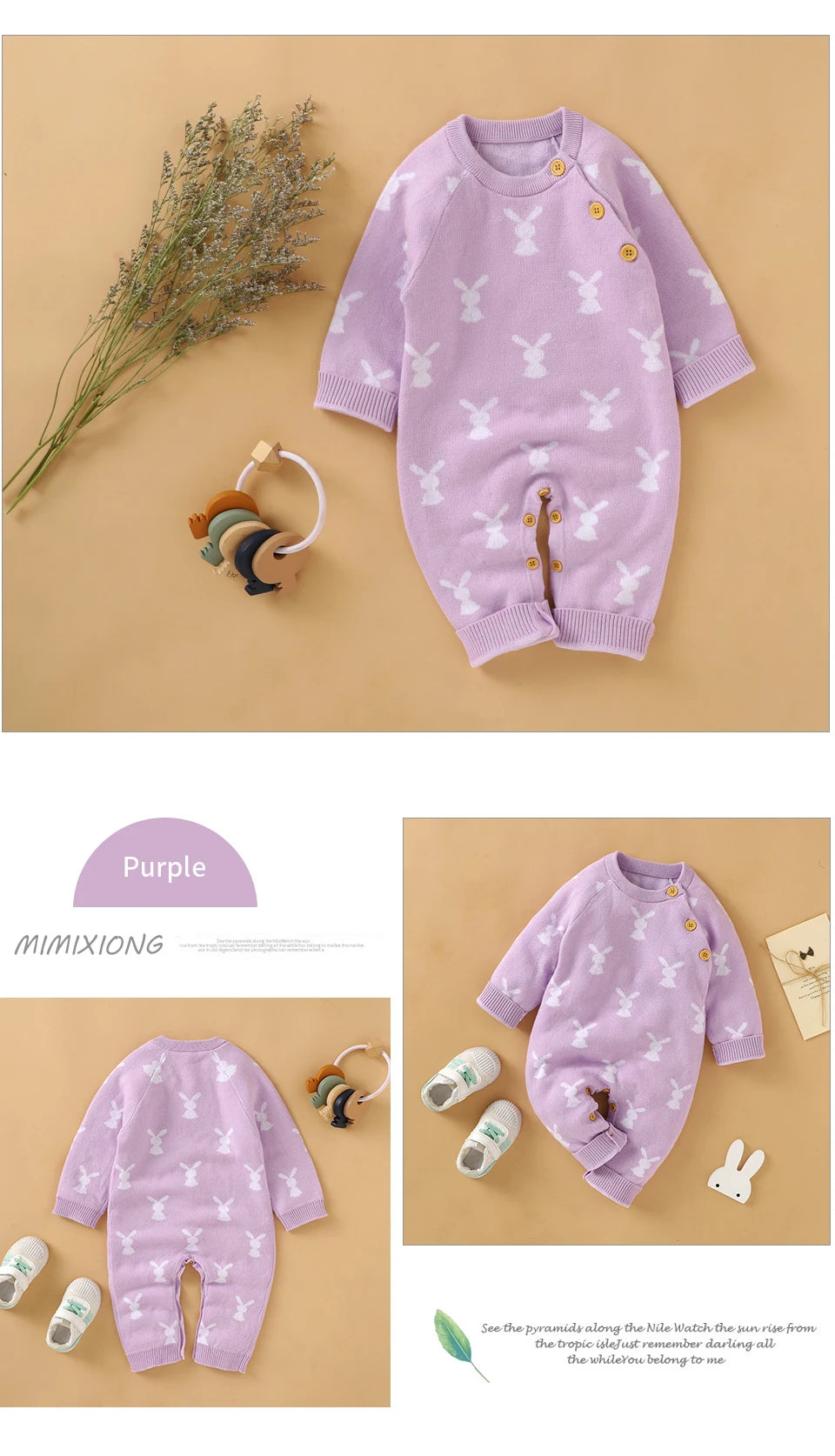 Baby Romper Cotton Knitted Newborn Boy Girl Jumpsuit Outfit  Long Sleeve Fall Toddler Infant Winter Clothing Cute Rabbit Onesies