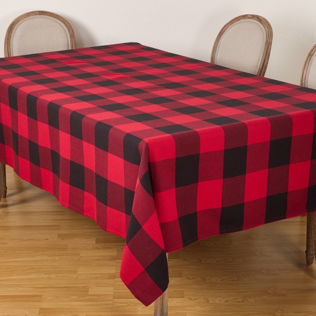 Saro Lifestyle Classic Buffalo Plaid Check Design Cotton Tablecloth