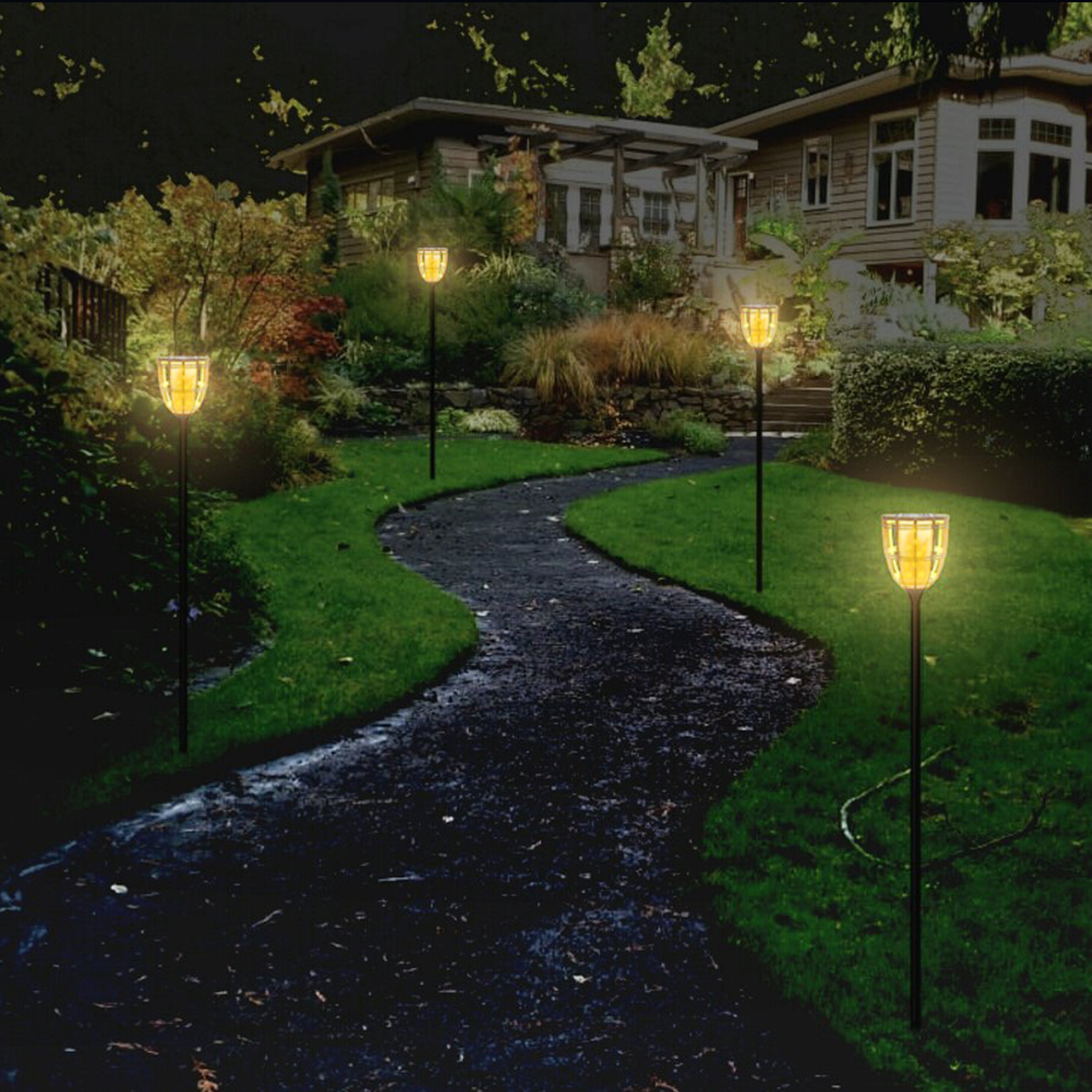 Techko Solar 3-in-1 Multi-Functional Torch Lights -  Flame or Still Lighting (2 Pack)