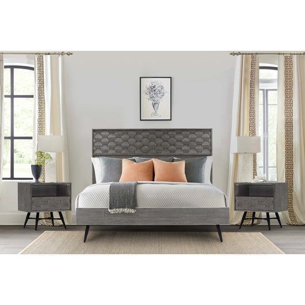 Makena 3 Piece Bedroom Set in Grey Acacia Wood - - 36021008