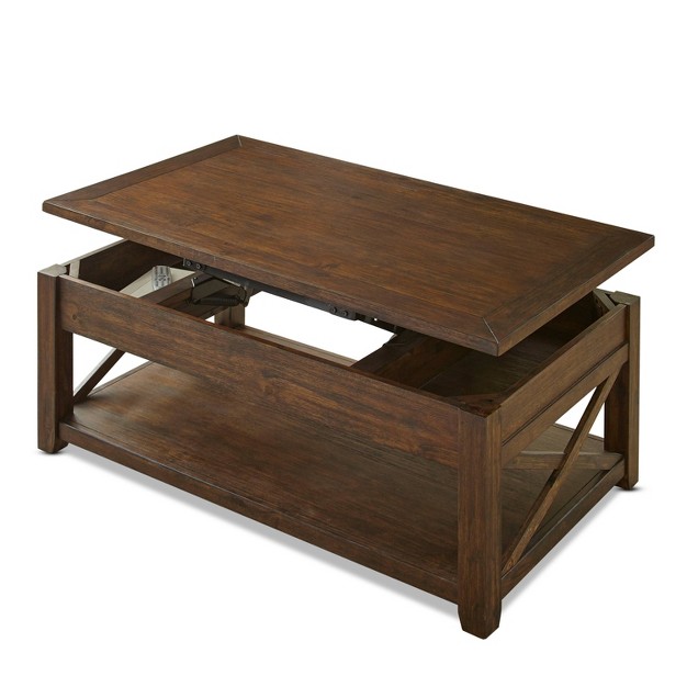 Rustic Lenka Lift Top Cocktail Table Mocha Finish Steve Silver