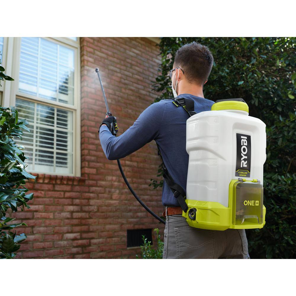 RYOBI ONE+ 18V Cordless Battery 4 Gal. Backpack and 1 Gal. Handheld Chemical Sprayers with 2.0 Ah 1.3 Ah Battery and Charger P2860-2810