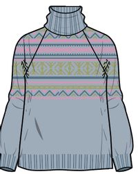 Whimsical Recycled Oversized Polo Neck Knitted Jumper - Homespun Stripe Blue Fog